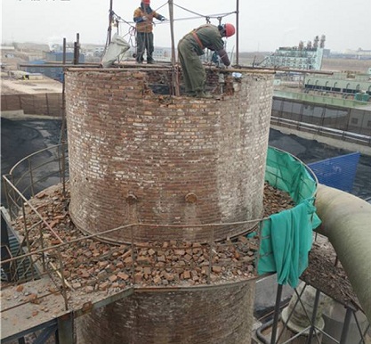 淄博烟囱拆除施工现场的组织设计方案: