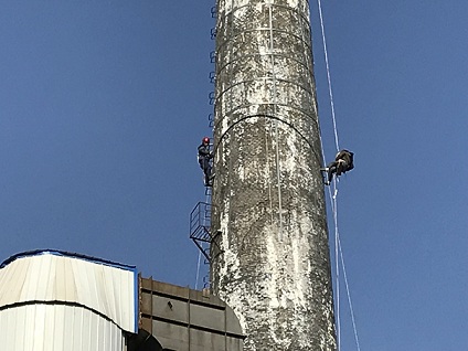 哈尔滨烟囱倾斜拆除恢复及烟筒外壁加钢网粉刷加固