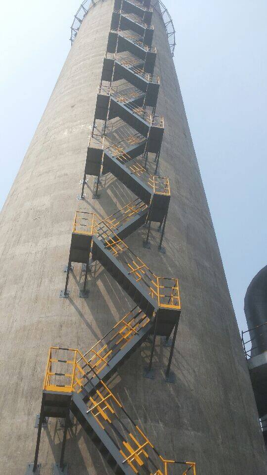 乌鲁木齐烟囱安装钢楼梯-烟囱安装检测平台安全施工方案